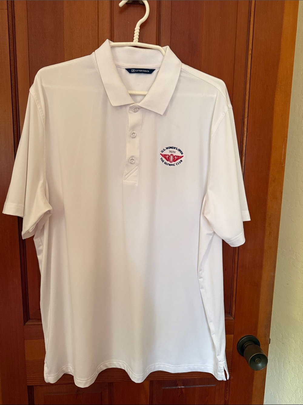 White Men's Olympic Club Polo Shirt with US Women’s Open logo